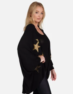 Lauren Moshi Gold Crystal Multi Stars Drape Cardigan | Isla By *Women Sweaters & Knits