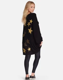 Lauren Moshi Gold Crystal Multi Stars Drape Cardigan | Isla By *Women Sweaters & Knits