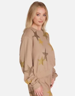 Lauren Moshi Gold Crystal Multi Stars Pullover | Spalding By *Women Long Sleeve