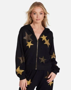 Lauren Moshi Gold Crystal Multi Stars Hoodie In | Lachelle By *Women Hoodies