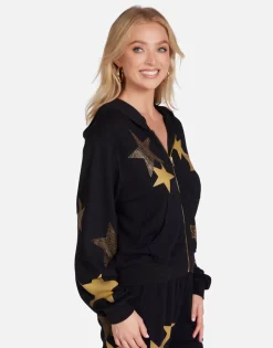 Lauren Moshi Gold Crystal Multi Stars Hoodie In | Lachelle By *Women Hoodies