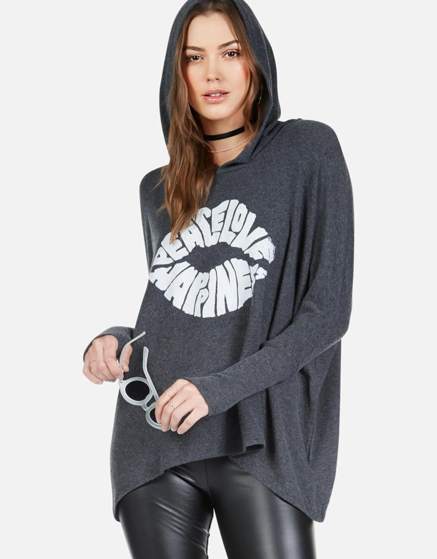 Lauren Moshi Happiness Lip Oversized Pullover W/ Hood | Wilma By *Women Hoodies