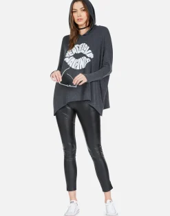 Lauren Moshi Happiness Lip Oversized Pullover W/ Hood | Wilma By *Women Hoodies