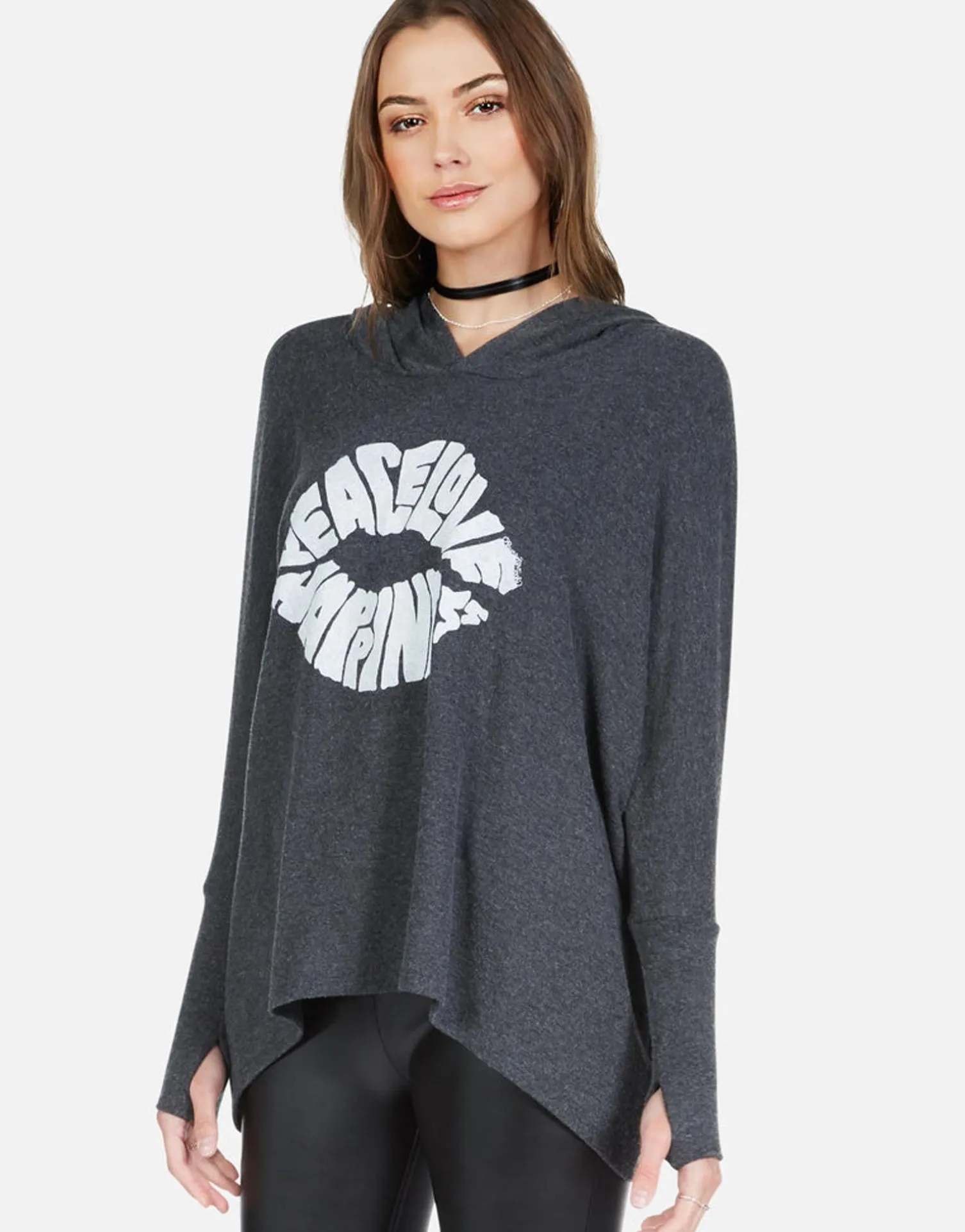 Lauren Moshi Happiness Lip Oversized Pullover W/ Hood | Wilma By *Women Hoodies