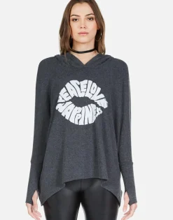 Lauren Moshi Happiness Lip Oversized Pullover W/ Hood | Wilma By *Women Hoodies