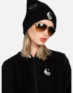 Lauren Moshi Happy Peace Love Cashmere Slouch Beanie | Blix By *Women Sweaters & Knits