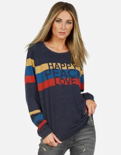 Lauren Moshi Happy Peace Love L/S Raglan Pullover | Everly By *Women Long Sleeve