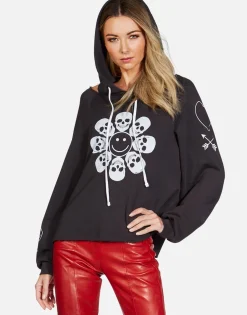 Lauren Moshi Happy Skull Flower Pullover Hoodie | Autumn By *Women Hoodies