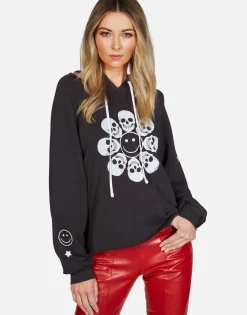 Lauren Moshi Happy Skull Flower Pullover Hoodie | Autumn By *Women Hoodies