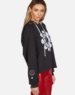 Lauren Moshi Happy Skull Flower Pullover Hoodie | Autumn By *Women Hoodies