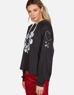 Lauren Moshi Happy Skull Flower Pullover Hoodie | Autumn By *Women Hoodies