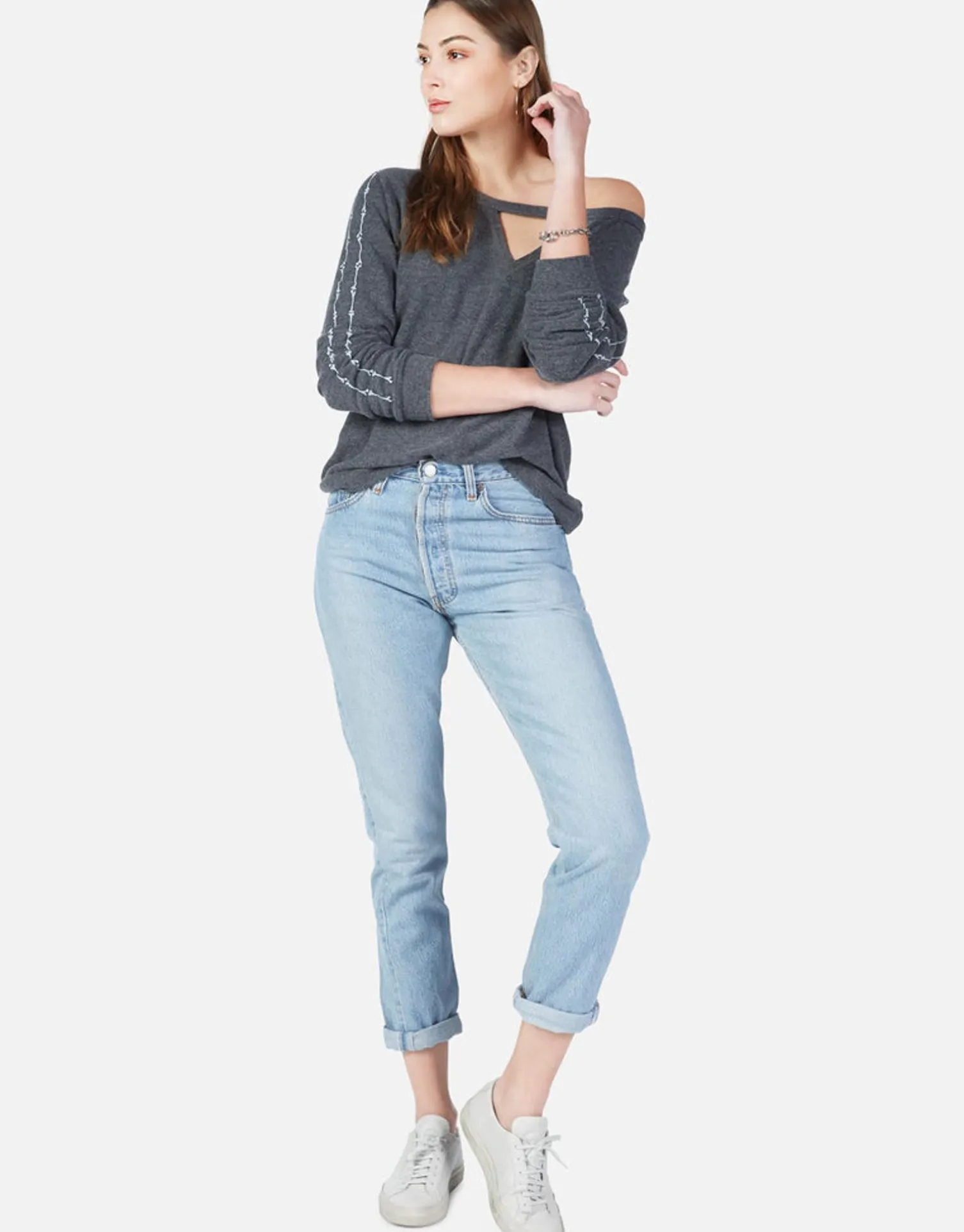 Lauren Moshi Inner Peace Bones L/S Pullover W/ Cut-Out | Zahara By *Women Long Sleeve