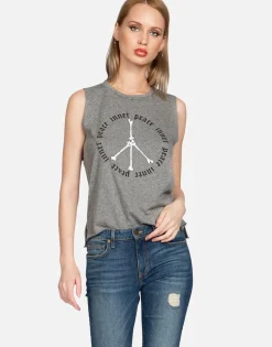 Lauren Moshi Inner Peace Sign Crop Muscle Tank | Kinzington By *Women Tanks