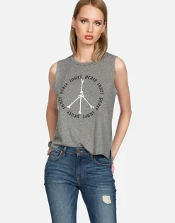 Lauren Moshi Inner Peace Sign Crop Muscle Tank | Kinzington By *Women Tanks