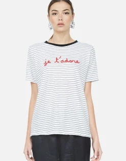 Lauren Moshi Je T'Adore Heart S/S Tee W/ Contrast Neck | Paulina By *Women Short Sleeve