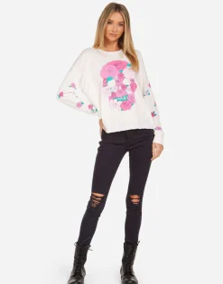 Lauren Moshi Kasia Pink Rose Skull*Women Long Sleeve