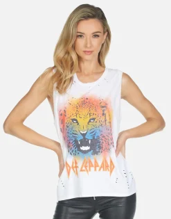 Lauren Moshi Kel Def Leppard Leopard*Women Tanks