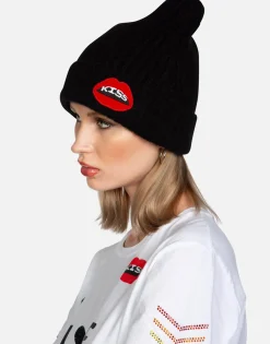 Lauren Moshi Kiss Lip Patch Cashmere Slouch Beanie | Blix By *Women Sweaters & Knits