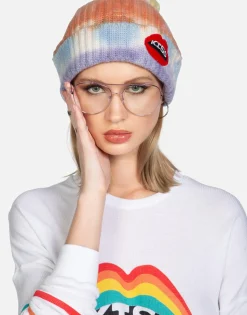 Lauren Moshi Kiss Lip Patch Cashmere Slouch Beanie | Blix By *Women Sweaters & Knits