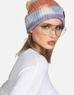 Lauren Moshi Kiss Lip Patch Cashmere Slouch Beanie | Blix By *Women Sweaters & Knits