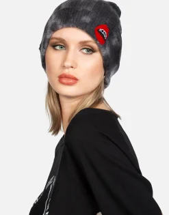 Lauren Moshi Kiss Lip Patch Cashmere Slouch Beanie | Blix By *Women Sweaters & Knits