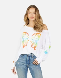 Lauren Moshi Krista Rainbow Butterflies*Women Long Sleeve