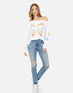 Lauren Moshi Krista Rainbow Butterflies*Women Long Sleeve