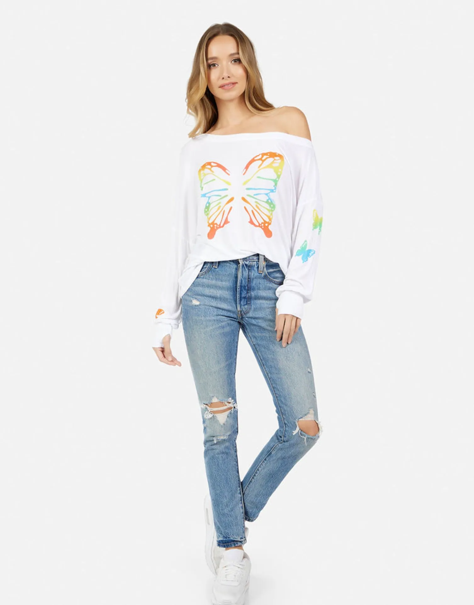 Lauren Moshi Krista Rainbow Butterflies*Women Long Sleeve