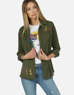 Lauren Moshi Lady Rainbow Eagle Button Up Denim Shirt | Sloane By *Women Long Sleeve