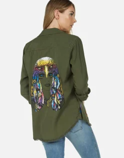 Lauren Moshi Lady Rainbow Eagle Button Up Denim Shirt | Sloane By *Women Long Sleeve