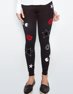 Lauren Moshi Aaliyah All Over Emoji Patches Fitted Legging In*Women Leggings