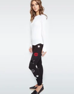 Lauren Moshi Aaliyah All Over Emoji Patches Fitted Legging In*Women Leggings