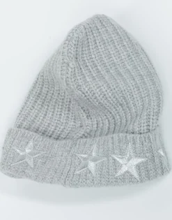 Lauren Moshi Blix Silver Metallic Stars Cashmere Slouch Beanie*Women Sweaters & Knits