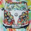 Lauren Moshi Brinkley Tie Dye Peace Bus Square Blanket Towel For Two* Lifestyle