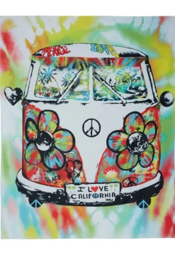 Lauren Moshi Brinkley Tie Dye Peace Bus Square Blanket Towel For Two* Lifestyle