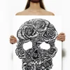 Lauren Moshi Canvas Skull Rose Art* Decor
