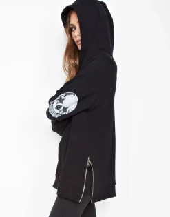 Lauren Moshi Corbin Sml Star Eye Skull Pullover Hoodie W/ Side Zippers*Women Hoodies