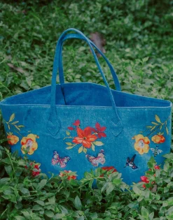 Lauren Moshi Jackie Jackie Garden Party Luxury Tote In Denim* Bags