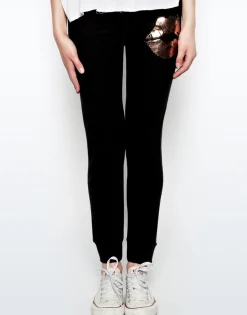 Lauren Moshi Kizzy Rose Gold Foil Lip Classic Sweatpant W/ Cuff*Women Long Sweatpants