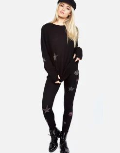 Lauren Moshi Ladona Crystal Elements Cashmere Sweater W/Thumbholes*Women Sweaters & Knits