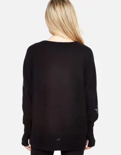 Lauren Moshi Ladona Crystal Elements Cashmere Sweater W/Thumbholes*Women Sweaters & Knits