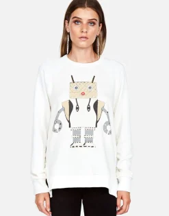 Lauren Moshi Les Fashion Robot L/S Pullover W/ Side Zippers*Women Long Sleeve