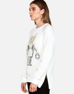 Lauren Moshi Les Fashion Robot L/S Pullover W/ Side Zippers*Women Long Sleeve