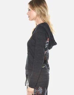 Lauren Moshi Noella Heart Breaker Vintage Zip Up Hoodie*Women Hoodies