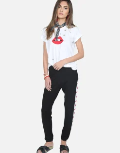 Lauren Moshi Red Gap Mouth W/ Grommets S/S Vintage Tee - Croft*Women Short Sleeve