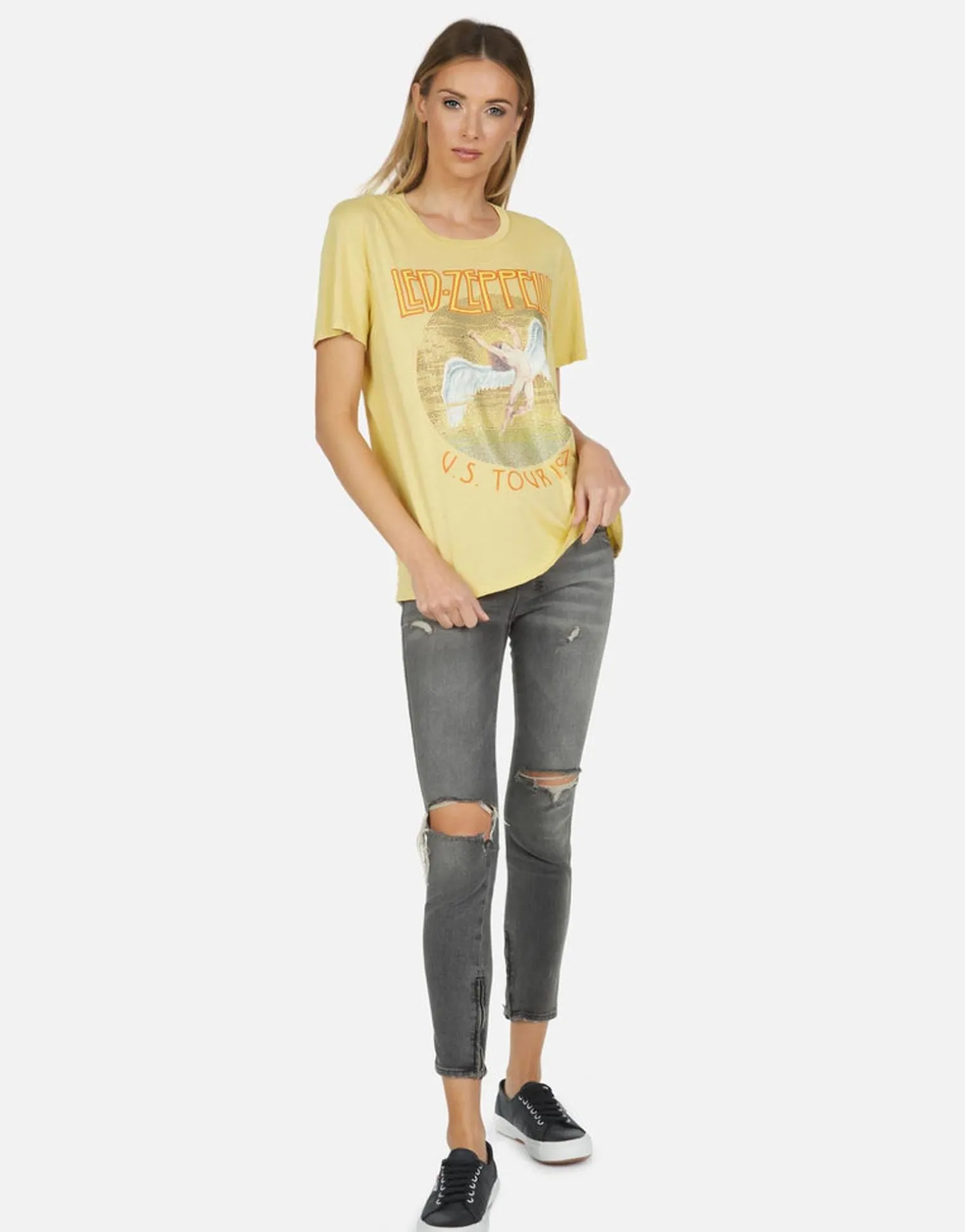 Lauren Moshi Led Zeppelin Tour 1975 Vintage Tee | Wolf By *Women Short Sleeve