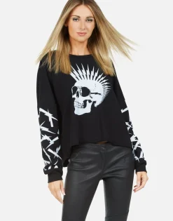 Lauren Moshi Lightning Skull Drop Shoulder Pullover | Lee By *Women Long Sleeve