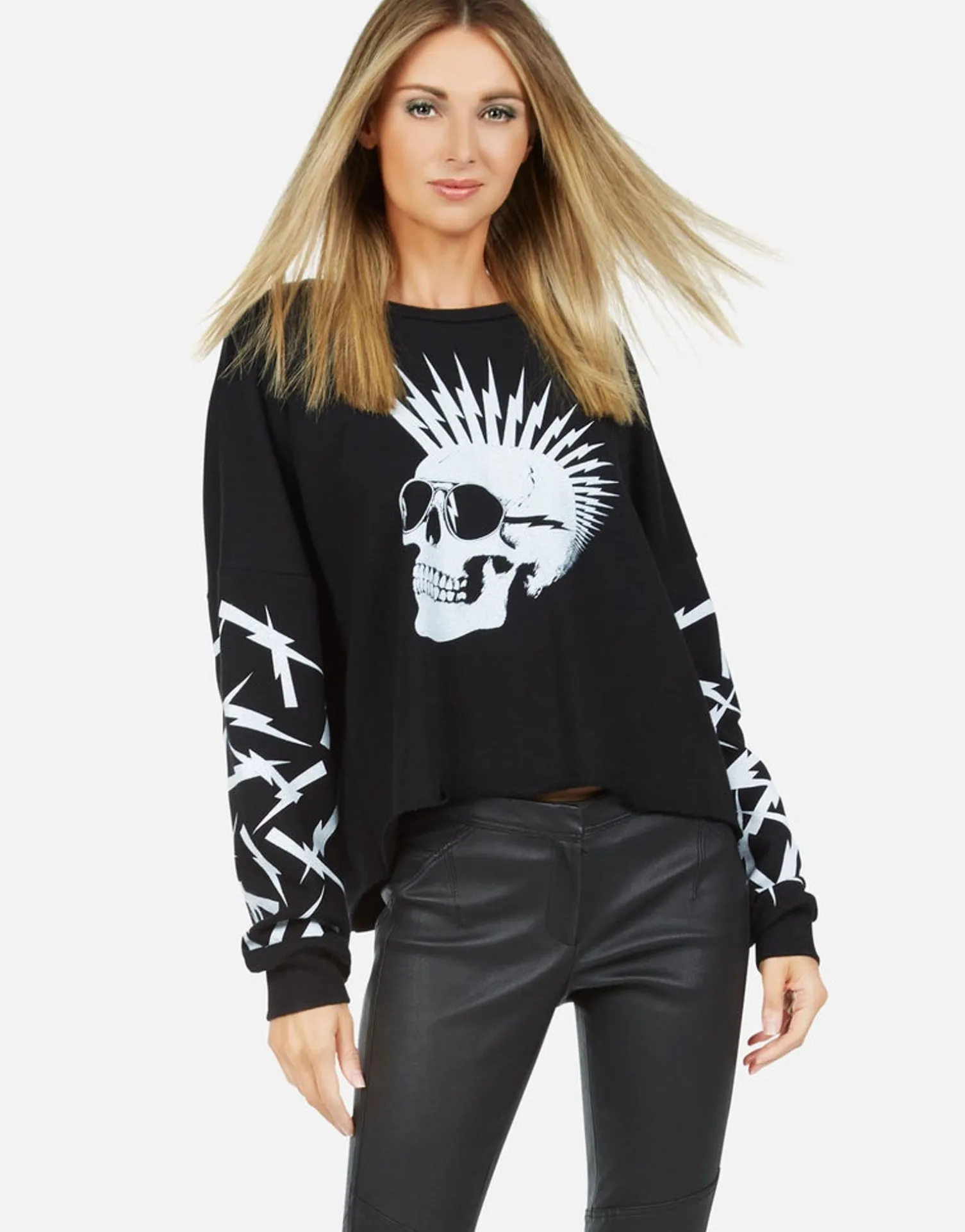 Lauren Moshi Lightning Skull Drop Shoulder Pullover | Lee By *Women Long Sleeve