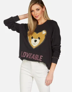 Lauren Moshi Loveable Heart Teddy L/S Raglan Pullover | Everly By *Women Long Sleeve
