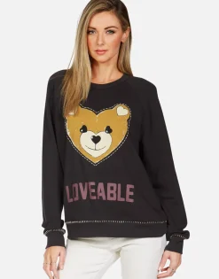 Lauren Moshi Loveable Heart Teddy L/S Raglan Pullover | Everly By *Women Long Sleeve